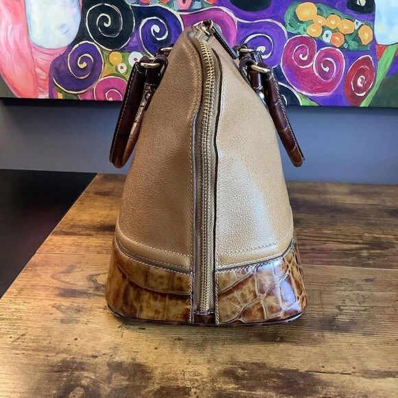 Vintage‎ Brahmin “25th Anniversary”  Leather Handbag in Tan & Croc Print - Picture 3 of 9